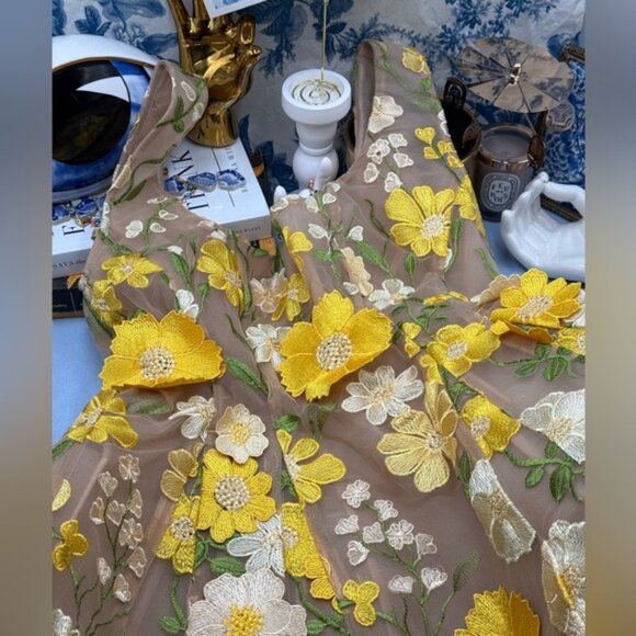 🆕 BRONX & BANCO 🧿 NWOT Jasmine Maraya Structured Mini Dress, Yellow, Sz L US 8 - Picture 15 of 16